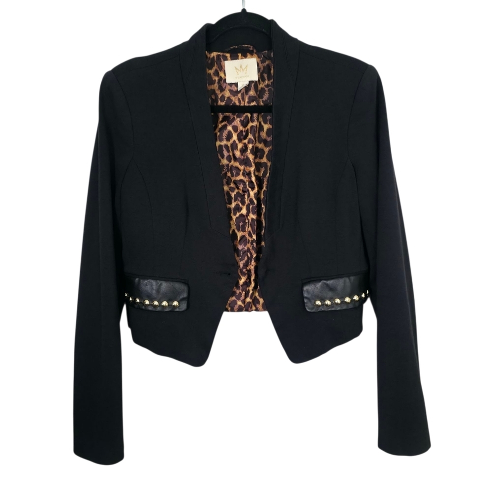 Nicki Minaj Naomi Cropped Blazer Black Animal Print XL